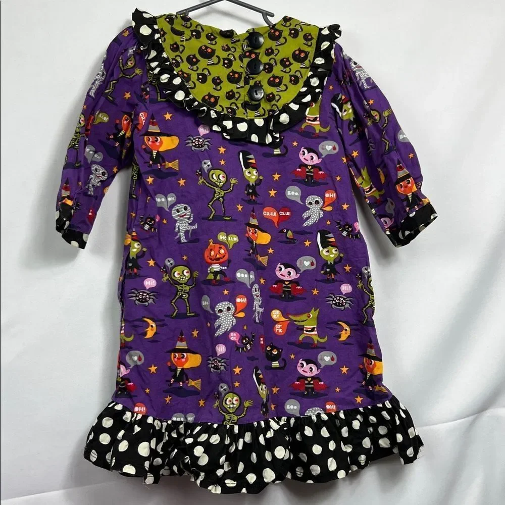 Jelly the Pug Monster Bash Jessica dress Halloween purple and black size 6